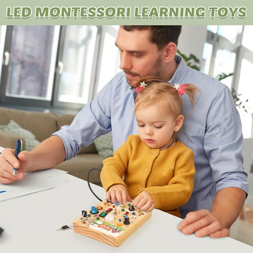 🎁🎁🔥Montessori Sensory Toys, Square-Shaped Wooden Busy Board