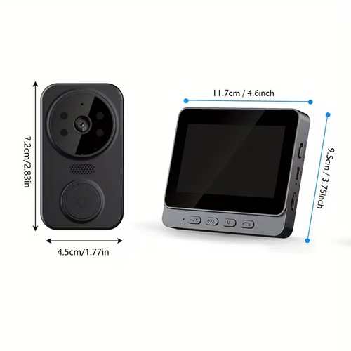 Wireless Video Doorbell with 16GB Card, Visual Doorbell Camera Wifi, HD Video & with 4.3 Inch Display Screen Real Time Indoor Monitor, No App Required, No Network Required, Images & Videos Recording, Local Storage, Enhanced Night Vision, Two-Way Audio, Long Battery