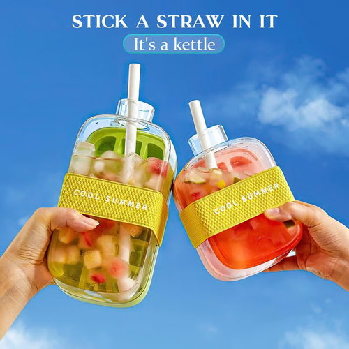🧊2-in-1 Ice Maker and Water Bottle - Push-Button Ice Molds with Built-in Straw and BPA-Free Silicone Design