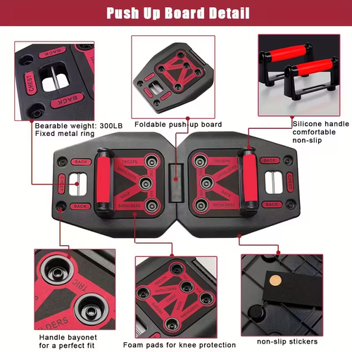 Home Gym Exercise Equipment - Black Portable Workout System 17 Fitness Accessories 9 In1 Push Up Board Set, Resistance Bands with Pilates Bar Strength Training Abs Shoulders Back Butt