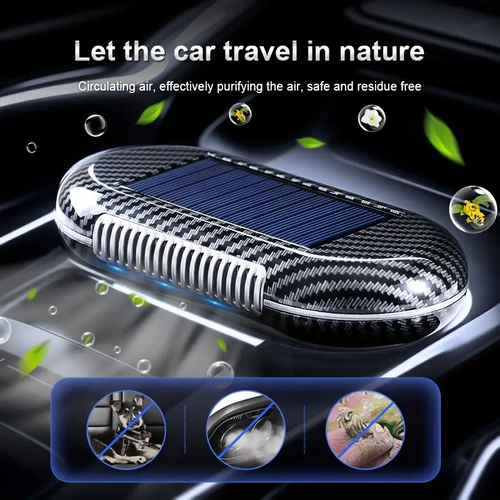 Solar Car Air Purifier Auto-Start with Vibration Detection, Compact Solar Power & 15-Day Battery for Fresh Airflow, No Charging Needed, Auto Air Freshener, Solarpowered Purifier, Lightweight Purifier, Portable Purifier, Highefficiency Filter, Durable Construction, Airflow Enhancer, Outdoor Enthusiasts, Commuters