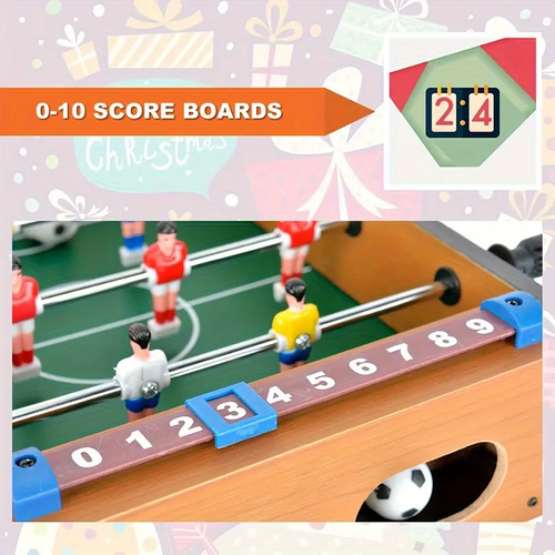 Wooden Mini Foosball Table: Portable Tabletop Soccer Game With High-Quality Plastic Figures & Rods, Easy Fold & Store Design, Perfect For Adults & 14+, Ideal Gift For Holidays, Celebrations