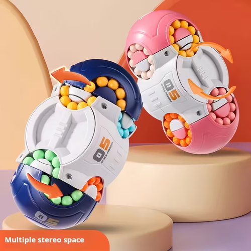 3D Cylindrical Cube Puzzle Toy,Challenging 3D Cylindrical Cube Puzzle Toy with Vibrant Beads - Magic Bean Gyro Spinning Slider Game, Durable ABS Resin, Ideal for Adults & Teens -  Random color shipping( Red, Blue, Black), Fun Toys