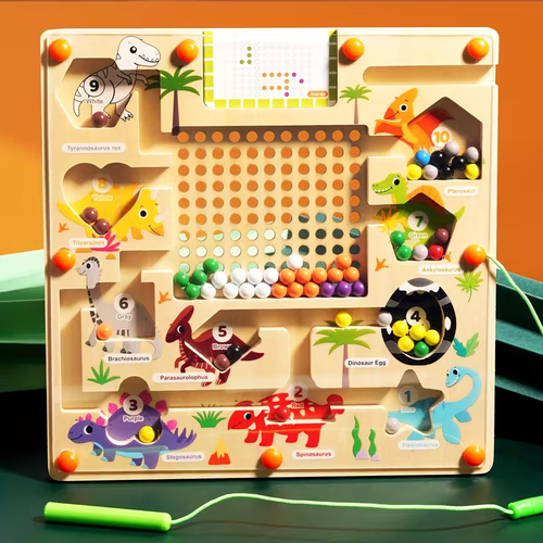 Educational Dinosaur Maze Toy, Educational Magnetic Dinosaur Maze Marble Run , Logical Thinking and Concentration Training Toy for Kids Ages 3-6