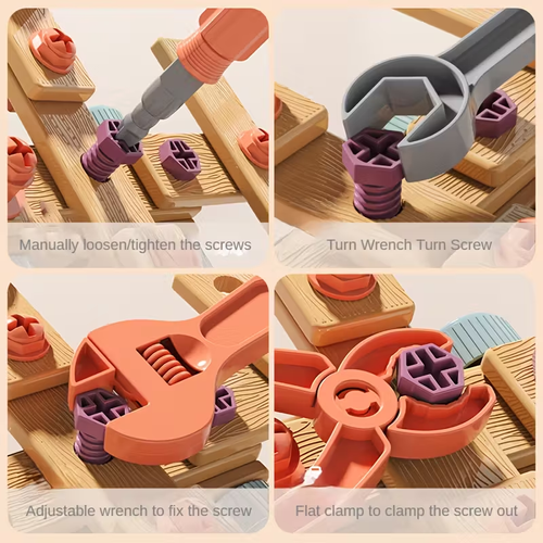 Kids STEM Learning Tool Kit with Screwdriver & Nut Wrenches - Hands-On Mechanical Puzzles, Building Blocks, and Educational Toys for Boys & Girls, Enhances Fine Motor Skills & Problem-Solving Abilities, Interactive Playtime, Colorful Building Blocks, Toolbox Design
