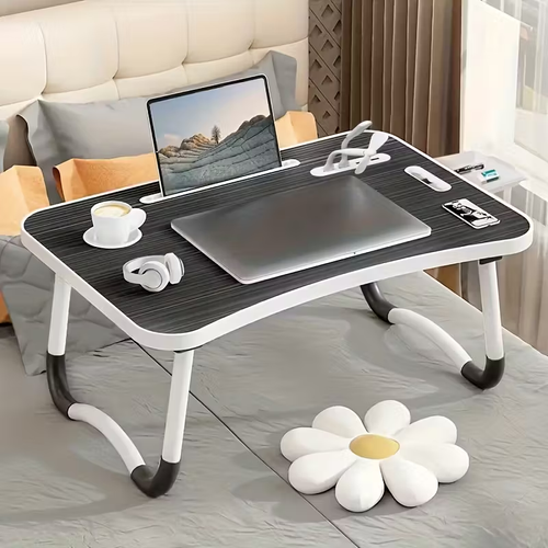 USB Laptop Bed Table, Laptop Desk For Bed, Foldable Laptop Bed Desk With USB Charge Port, Handle, Desktop Card Slot, Cup Slot, Side Drawer, Portable Laptop Table For Bed Eating Reading Working