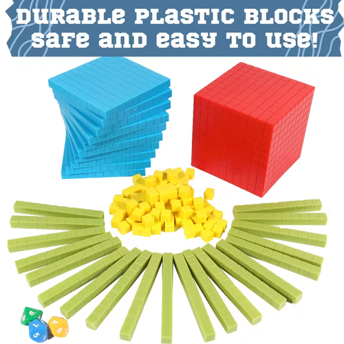 131pcs Base Ten Blocks Toys For Math | Place Value Blocks Plastic Base 10 Math Manipulatives Math Counters Number Blocks Math Cubes, Counting Cubes, Christmas School Gift