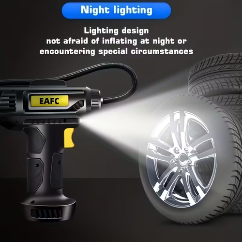 150PSI Cordless Portable Air Compressor: Car Tire Inflator Pump With Pressure Gauge & Light For Cars, Motorcycles & Bicycles
