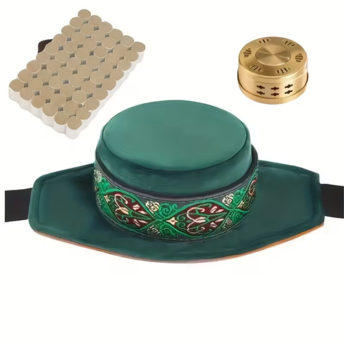 A Portable Home Moxibustion Kit, Featuring a Fabric Cover And a Copper Box, Containing 54 Hollow Moxa Sticks.