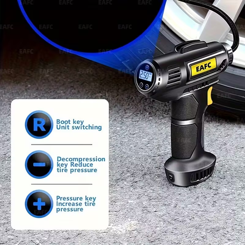 150PSI Cordless Portable Air Compressor: Car Tire Inflator Pump With Pressure Gauge & Light For Cars, Motorcycles & Bicycles