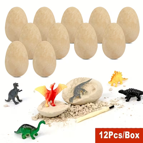 A Set of Dinosaur Fossil Excavation Eggs - 12 Unique Dinosaur Eggs with 12 Adorable Dinosaur Discoveries, Dig Through Several Distinct Dinosaur Eggs, an Archaeological Dinosaur Egg Kit