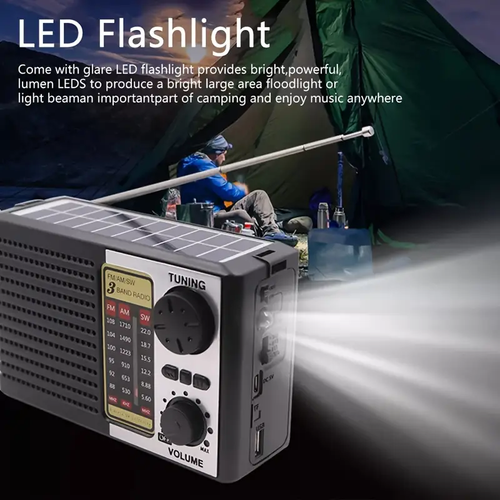 Portable Solar Radio Digital Speaker, Frequency Band, MP3 Player, Strong Reception Capability, LED Lights, USB Charging | Sturdy Design, Durable Structure, Suitable For Camping, Hiking, Outdoor Exploration, Outdoor Audio Equipment