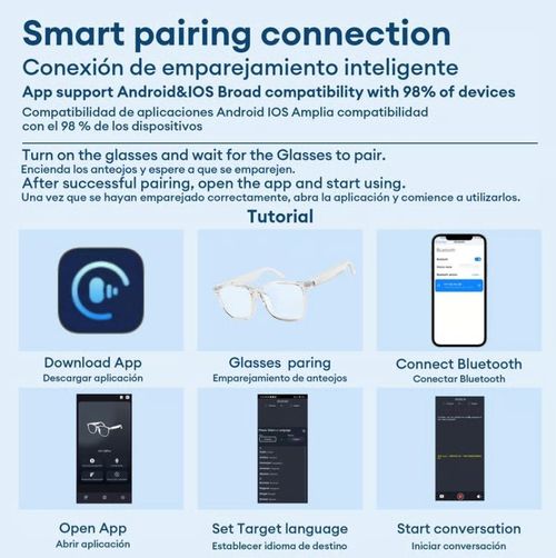 AI Wireless Bluetooth Translation Glasses