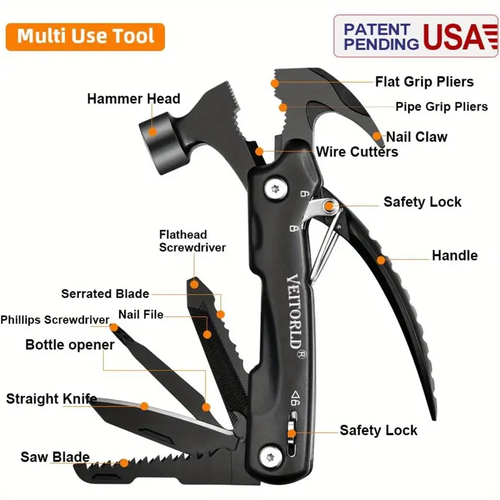 Fathers Day Gifts, Gifts For Men Dad Husband, Unique Anniversary Birthday Gifts Ideas For Men Him Boyfriend Grandpa, All In One Tools Mini Hammer Multitool, Cool Camping Hunting Gadgets