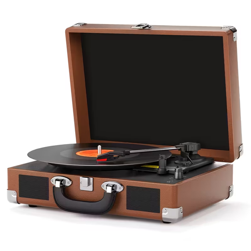 C210 Vintage Gramophone, Vinyl Record, Turntable, Gramophone Device, High-fidelity Stereo, Built-in Speaker, 3-speed, Belt-driven Vintage Gramophone, 3.5mm Music Output, Can Be Connected to External Speakers