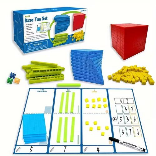 131pcs Base Ten Blocks Toys For Math | Place Value Blocks Plastic Base 10 Math Manipulatives Math Counters Number Blocks Math Cubes, Counting Cubes, Christmas School Gift