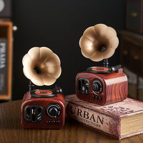 1pc Vintage Music Box with Retro Phonograph Design,mini vintage phonograph record music box