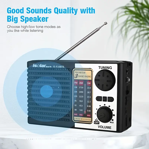 Portable Solar Radio Digital Speaker, Frequency Band, MP3 Player, Strong Reception Capability, LED Lights, USB Charging | Sturdy Design, Durable Structure, Suitable For Camping, Hiking, Outdoor Exploration, Outdoor Audio Equipment