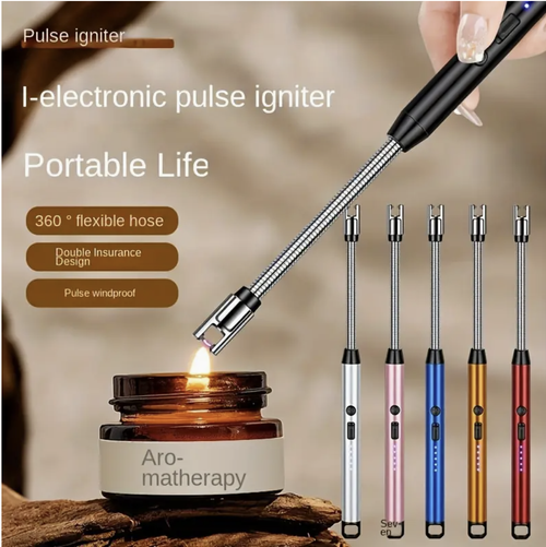 1pc Electronic Igniter Lighter with USB Rechargeable 360° Rotating Refillable Flame