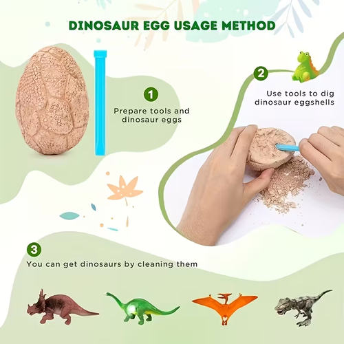 A Set of Dinosaur Fossil Excavation Eggs - 12 Unique Dinosaur Eggs with 12 Adorable Dinosaur Discoveries, Dig Through Several Distinct Dinosaur Eggs, an Archaeological Dinosaur Egg Kit