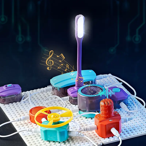 STEM Circuit Building Science Experiment Kit with Voice Control & Recording - All-in-One Electronics Construction Set with Safety Interlocks, Step-by-Step Projects & Adults, Birthday-Christmas-Thanksgiving-Halloween Gift (Batteries Not Included) - White & Blue Learning System for Home & - Ideal & - Easy-to-Use STEM for Hands-On Learning & Family Fun