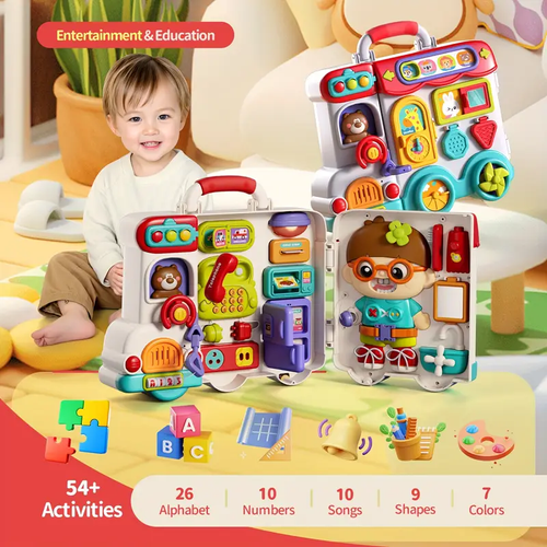 54in 1 Busy Board Toys for Toddler 1-3, Educational Toys for 1+ Year Old, Fine Motor Learning Baby Toys