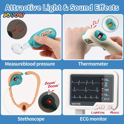 Doctor Game Medical Cart Set , Movable Doctor Toy Table with Stethoscope and Thermometer, Role Playing Doctor Nurse Kit, Various Medical Equipment Toys , Birthday, Thanksgiving and Christmas Gift