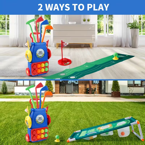 Golf Cart Toy Set, 8 Colorful Balls, 1 Golf Board & Mat, Indoor, Outdoor Play, Durable Plastic, Perfect for Christmas, Halloween, Thanksgiving Gifts