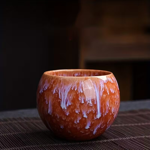 1 Set Wuyi Mountain Ceramic Tea Cup, Traditional Chinese Kiln-Built Five Elements Master Cup, High-End Kung Fu Tea Set, Single Large Sample Tea Cup