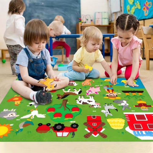 38pcs Farm Animals Felt Board Set 3.5ft Preschool Farm Theme Barn Livestock Early Learning Interactive Play Set for Kids