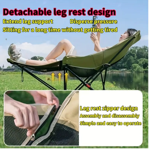 Portable Folding Recliner Chair, Steel Frame with Sponge Filling, Manual Adjustable Outdoor Camping Picnic Lounger, No Electricity Required, Easy Cleaning, Camping Chair