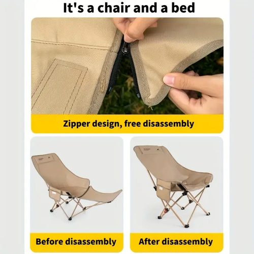 Portable Folding Recliner Chair, Steel Frame with Sponge Filling, Manual Adjustable Outdoor Camping Picnic Lounger, No Electricity Required, Easy Cleaning, Camping Chair