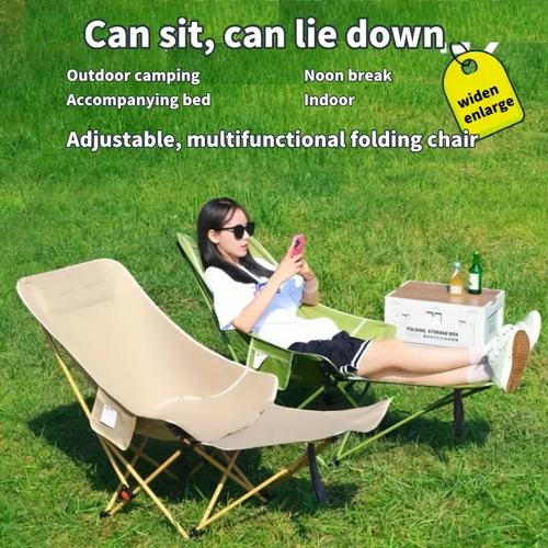 Portable Folding Recliner Chair, Steel Frame with Sponge Filling, Manual Adjustable Outdoor Camping Picnic Lounger, No Electricity Required, Easy Cleaning, Camping Chair