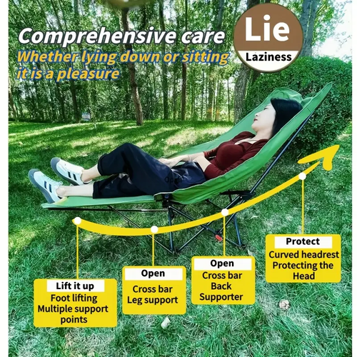 Portable Folding Recliner Chair, Steel Frame with Sponge Filling, Manual Adjustable Outdoor Camping Picnic Lounger, No Electricity Required, Easy Cleaning, Camping Chair