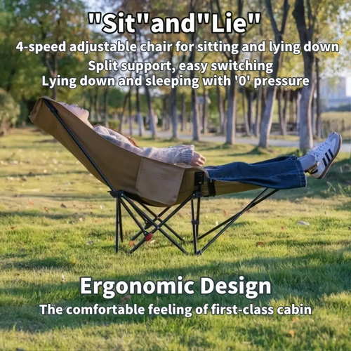 Portable Folding Recliner Chair, Steel Frame with Sponge Filling, Manual Adjustable Outdoor Camping Picnic Lounger, No Electricity Required, Easy Cleaning, Camping Chair