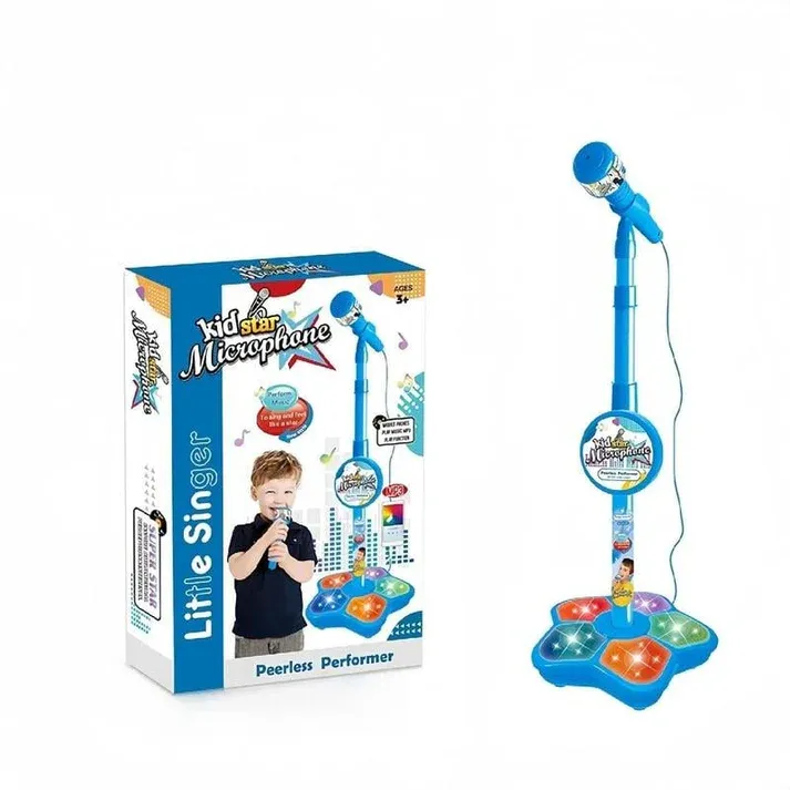 🎁 Microphone Toy, Karaoke Machine Toy with Lights Kids Microphone with Stand, Karaoke Song Instrument Toy, Educational Training Toy