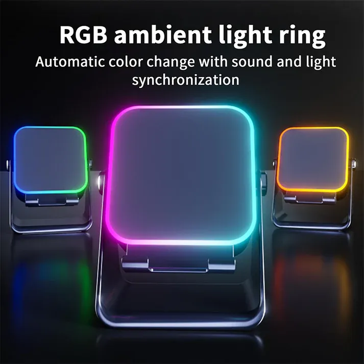 5-in-1 Wireless Induction Bluetooth Speaker with Adjustable Phone Stand