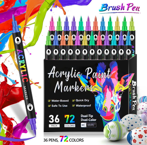 Double-ended acrylic paint markers - 36 pcs-72 colors