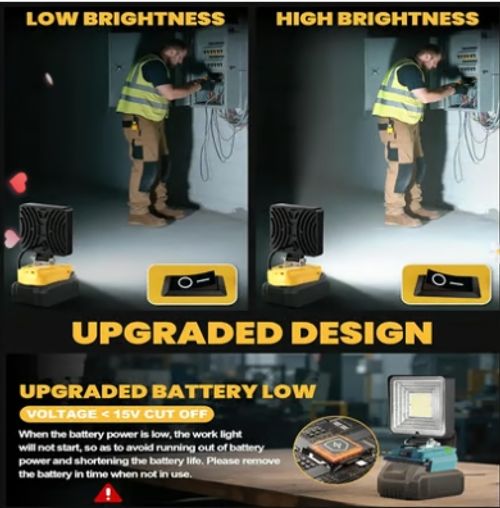 ⚡5400LM Cordless LED Work Light with Charging Ports