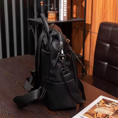 2025 new Korean retro large capacity soft leather texture leisure outdoor travel backpack women's bag