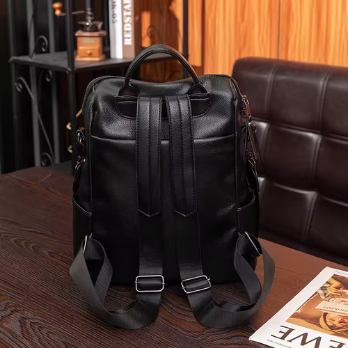 2025 new Korean retro large capacity soft leather texture leisure outdoor travel backpack women's bag