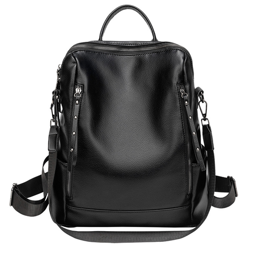 2025 new Korean retro large capacity soft leather texture leisure outdoor travel backpack women's bag