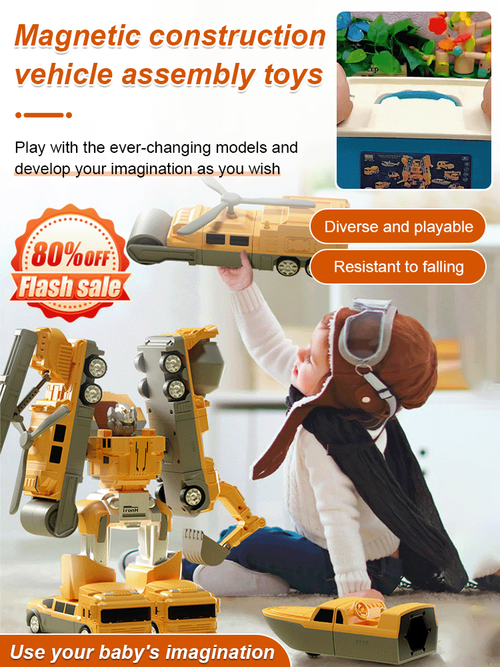 🤖🔧 Transformable Magnetic Mech Engineering Vehicle Puzzle – Build, Play, and Bond with Your Child! 🧩👨‍👩‍👧‍👦