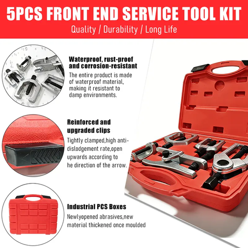 5pcs Professional Front End Service Tool Kit, Pitman Arm Puller, Ball Joint Separator Tie Rod Remover Tool