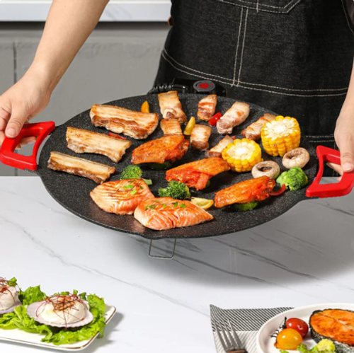 🔥Household electric oven, smokeless non-stick grill, electric heating plate roasting pan, aluminum electric oven.