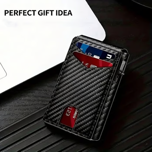 🔥🔥Wallet for Men - with Pop Up Aluminum Case Slim Slots Credit Card Holder RFID Blocking Bifold Minimalist Wallet