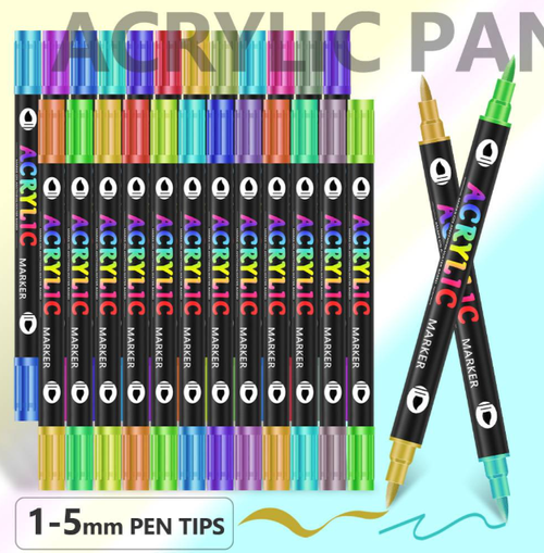 Double-ended acrylic paint markers - 36 pcs-72 colors