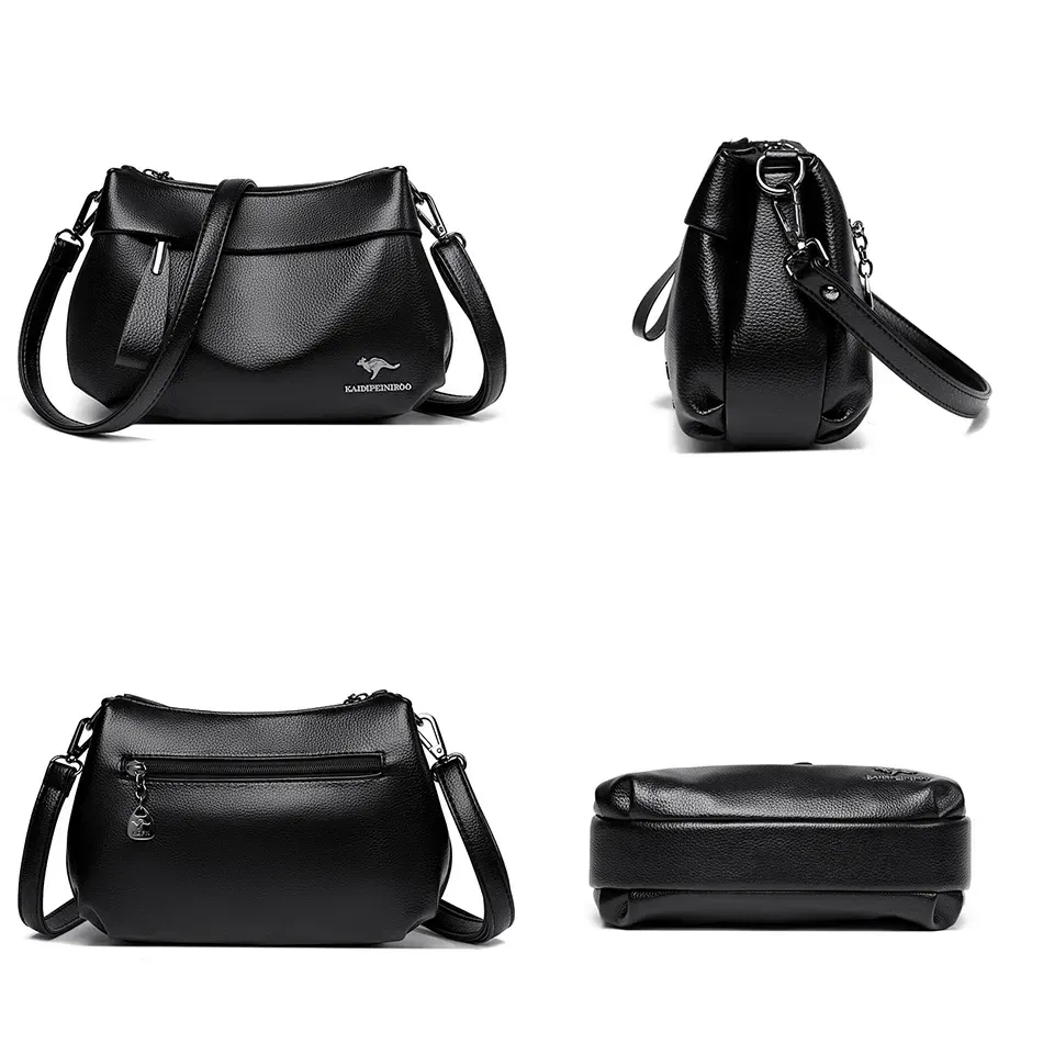 Fashionable versatile multi-layer zipper large-capacity casual bag