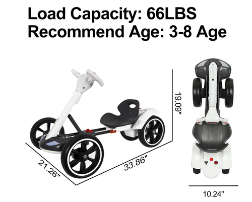 🔥Electric Go Kart for Kids , Foldable 4-Wheel Go Kart W390 Motor, 3H Endurance