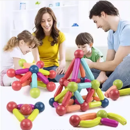 Magnetic Building Blocks Transparent Magnetic 3D Building Blocks 84 Pieces Children's Educational Toys (With Storage Box)